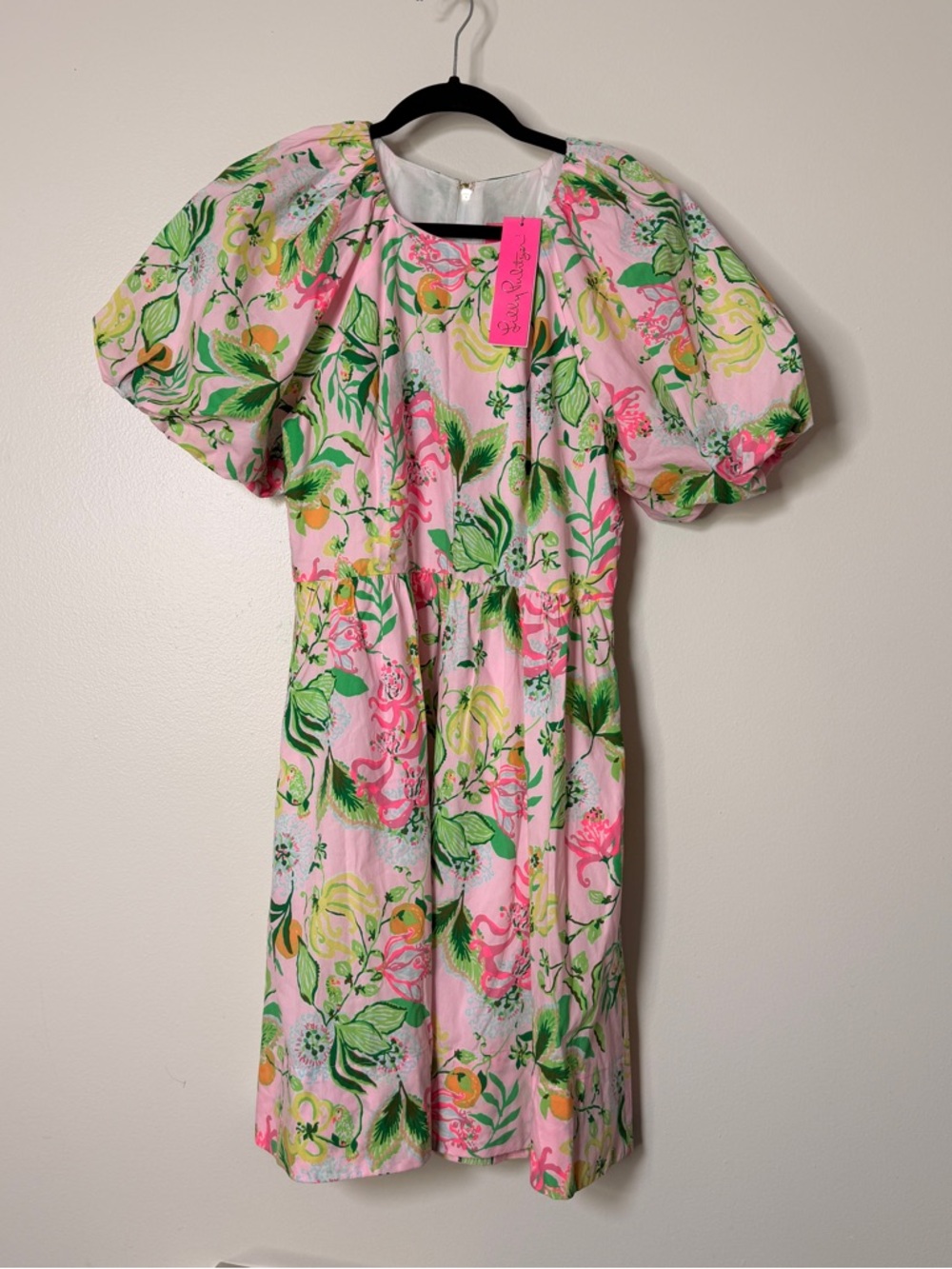 Lilly Pulitzer Pink Multicolor Floral Puff-Sleeve Dress